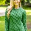 irish aran clic sweater green