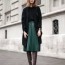 dark green pleated midi skirt with teal