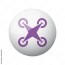 flat purple drone quadcopter icon on 3d