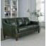 top grain leather sofa in fescue green