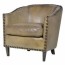 olive green buffalo leather tub chair