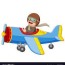 boy is flying a plane with happy face