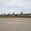 delta planes parked on runway taxiways
