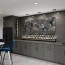 contemporary basement bar and lounge
