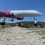 low landing on greek island of skiathos
