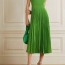 green pleated crepe midi dress jason