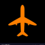 airplane sign orange icon on black