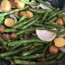 fresh green beans with bacon onion