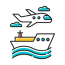 color icon plane and ship boat
