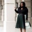 plus size green pleated skirt outfit