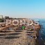 drone view of people sunbathing on the
