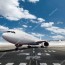 front view of commercial airplane on
