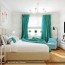 turquoise white stripe bedroom