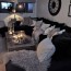 grey living room with black sofa