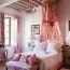romantic shabby chic bedroom with red