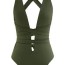 deep v neck lace up one piece swimsuit
