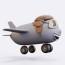 cartoon airplane with eyes 3d model
