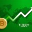 golden bitcoin with growth arrow on