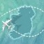 airplane flying on ireland map travel