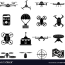 drone icons set royalty free vector