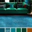 blue teal and emerald green living room