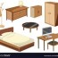 bedroom furniture objects isolated on