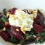 rosted beets beet greens and goat cheese