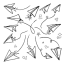 set of doodle paper plane icon hand