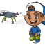 hispanic boy flying drone cartoon