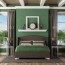 green and brown master bedroom in