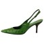 green ostrich pointed sling pumps size