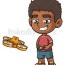 black boy flying drone cartoon clipart