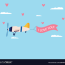 flying airplane and ribbon with i love