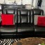 cenova black leather 3 pc living room