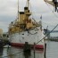 old battleship docked at penn s landing