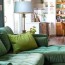 green sofa bohemian living room casa