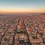 aerial drone shot of barcelona city