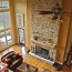 stacked stone rustic wooden mantel