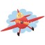 cute bird flying red airplane cartoon