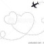 love airplane route heart dotted route