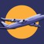 airplane flight with sun logo symbol