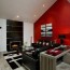 red black and white interiors living